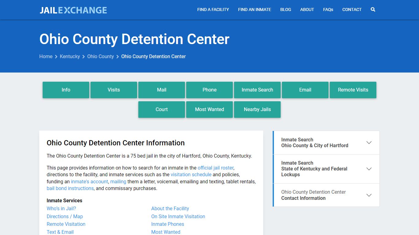 Ohio County Detention Center, KY Inmate Search, Information - Jail Exchange